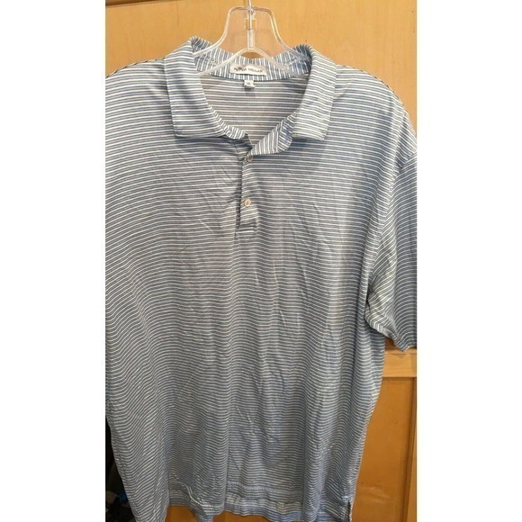 Peter Millar Men's Golf Shirt XL Stripe Blue Summer Comfort 100% cotton‎ - Picture 1 of 5